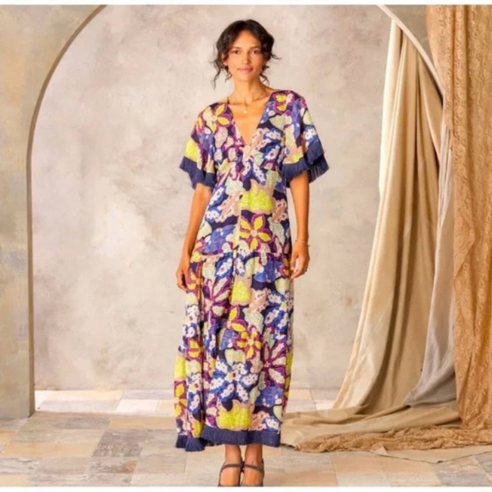 Festival Fringe concert Dress Blue and Yellow Floral Dress new with tags!